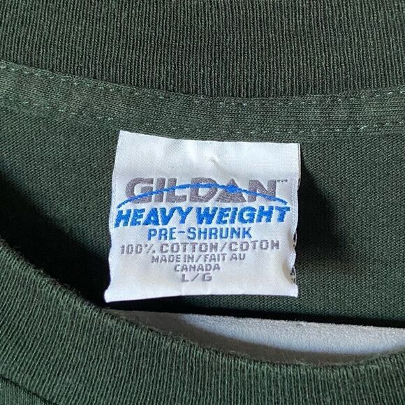 Gildan Vintage 100% Cootton Green Shirt Tees Short Sleeve Size L - Picture 4 of 5